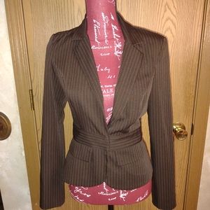 Brown pinstripe jacket.